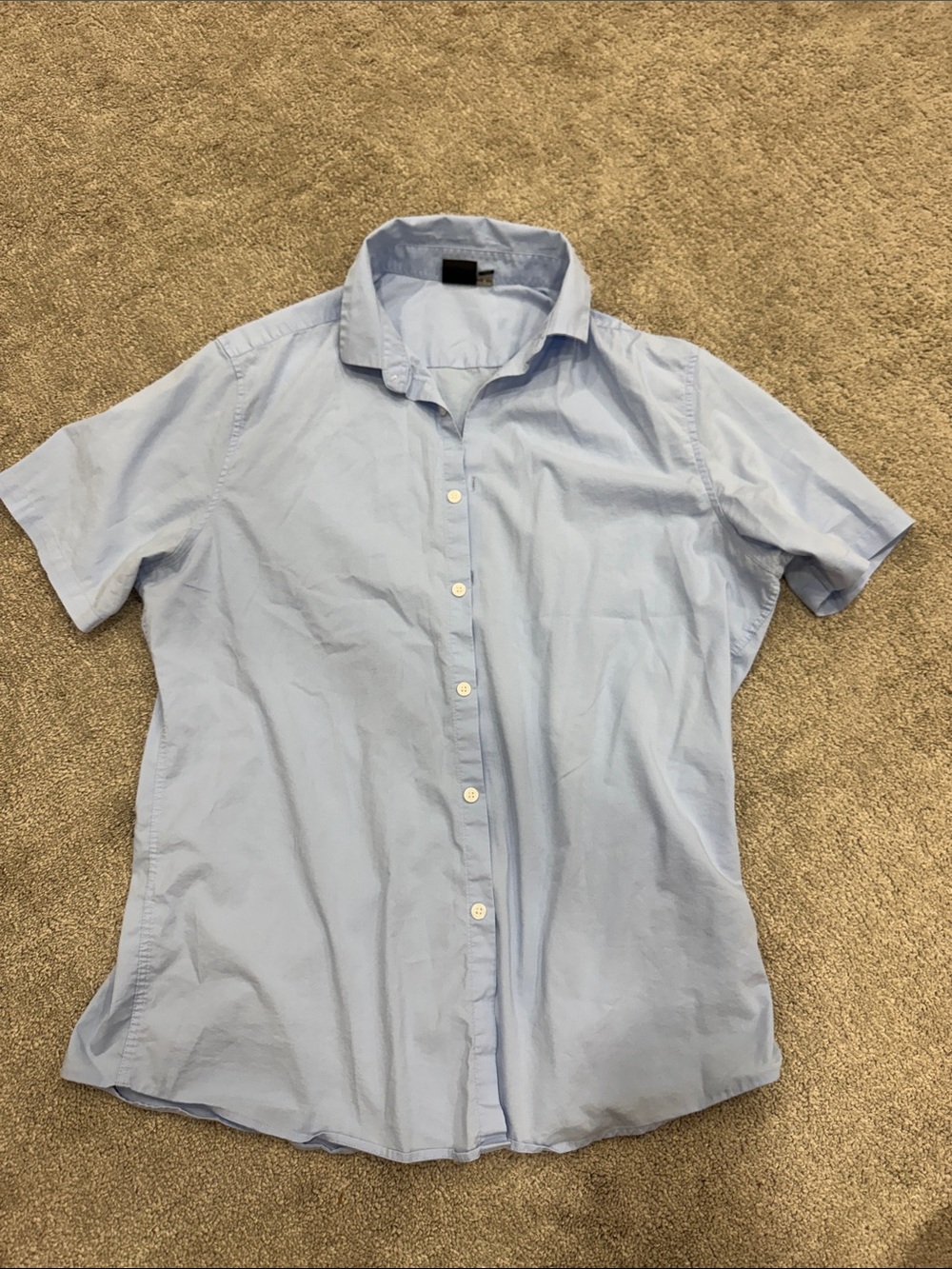 ASOS Men's Light Blue Short-Sleeve Button-Down Shirt - XL